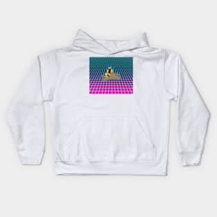 Sloth and Bee Vaporwave Grid Kids Hoodie